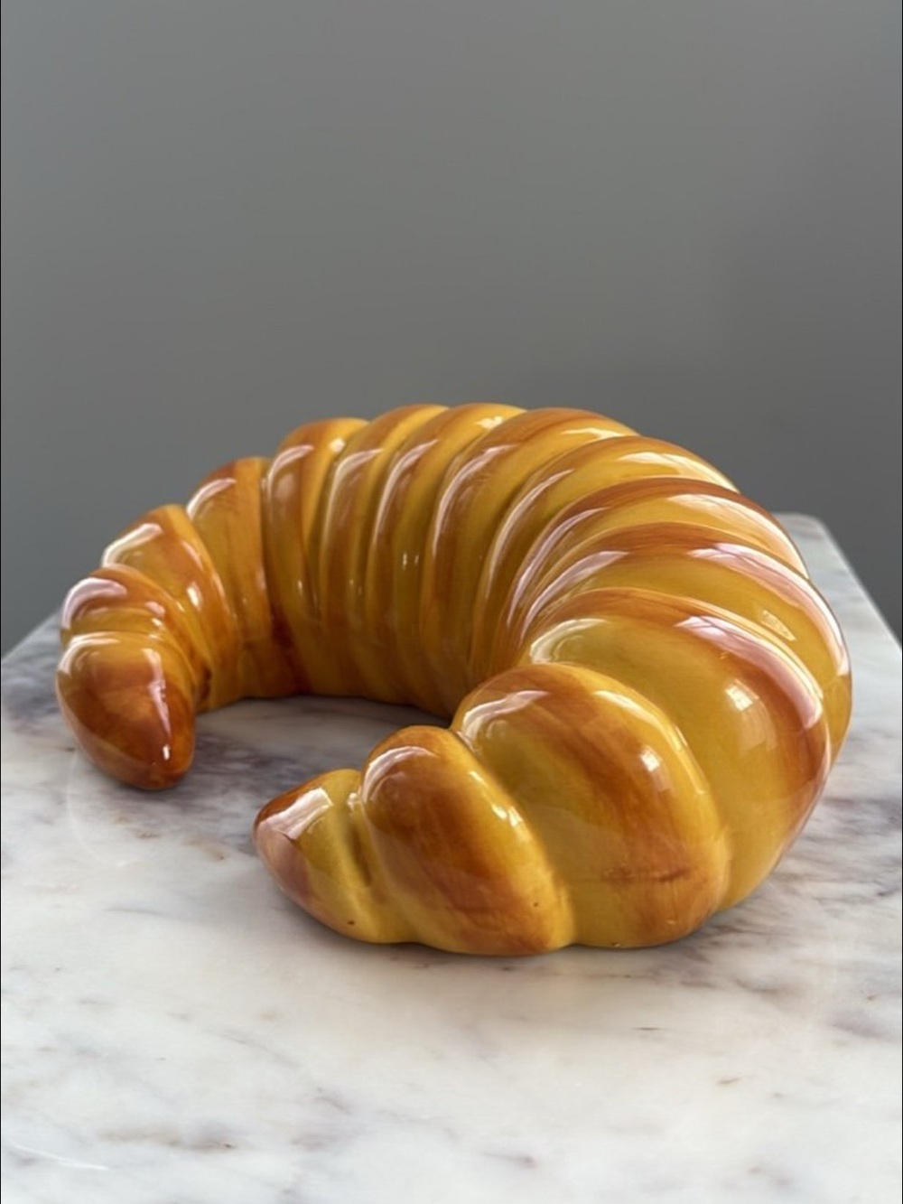Golden Ceramic Croissant Decorative Object